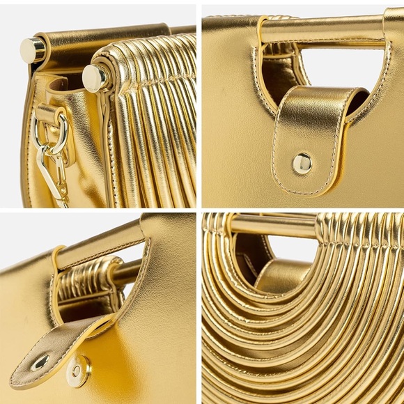 Noodle Clutch Bag in Gold - Picture 5 of 7